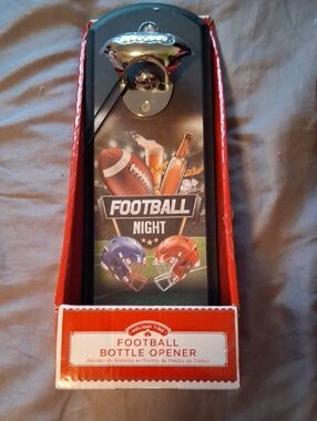 Football Night Wall Bottle Opener - Black with Red Accents